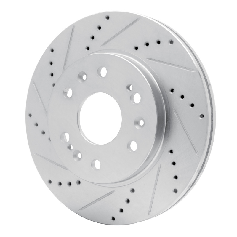 Cadillac XTS Brake Rotor (1) - Front Left - R1 Concepts - Drilled & Slotted - Silver - `05-`20